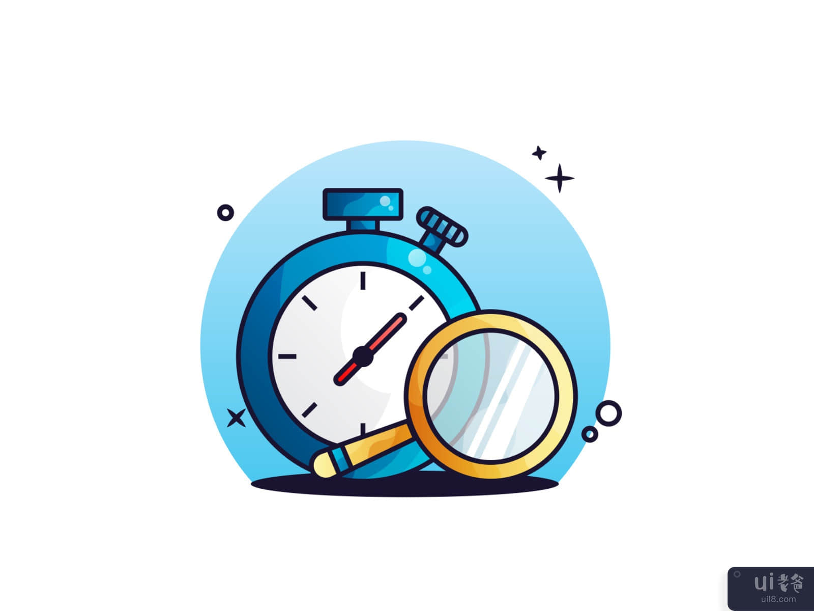 秒表和放大镜渐变插图⏱⏱