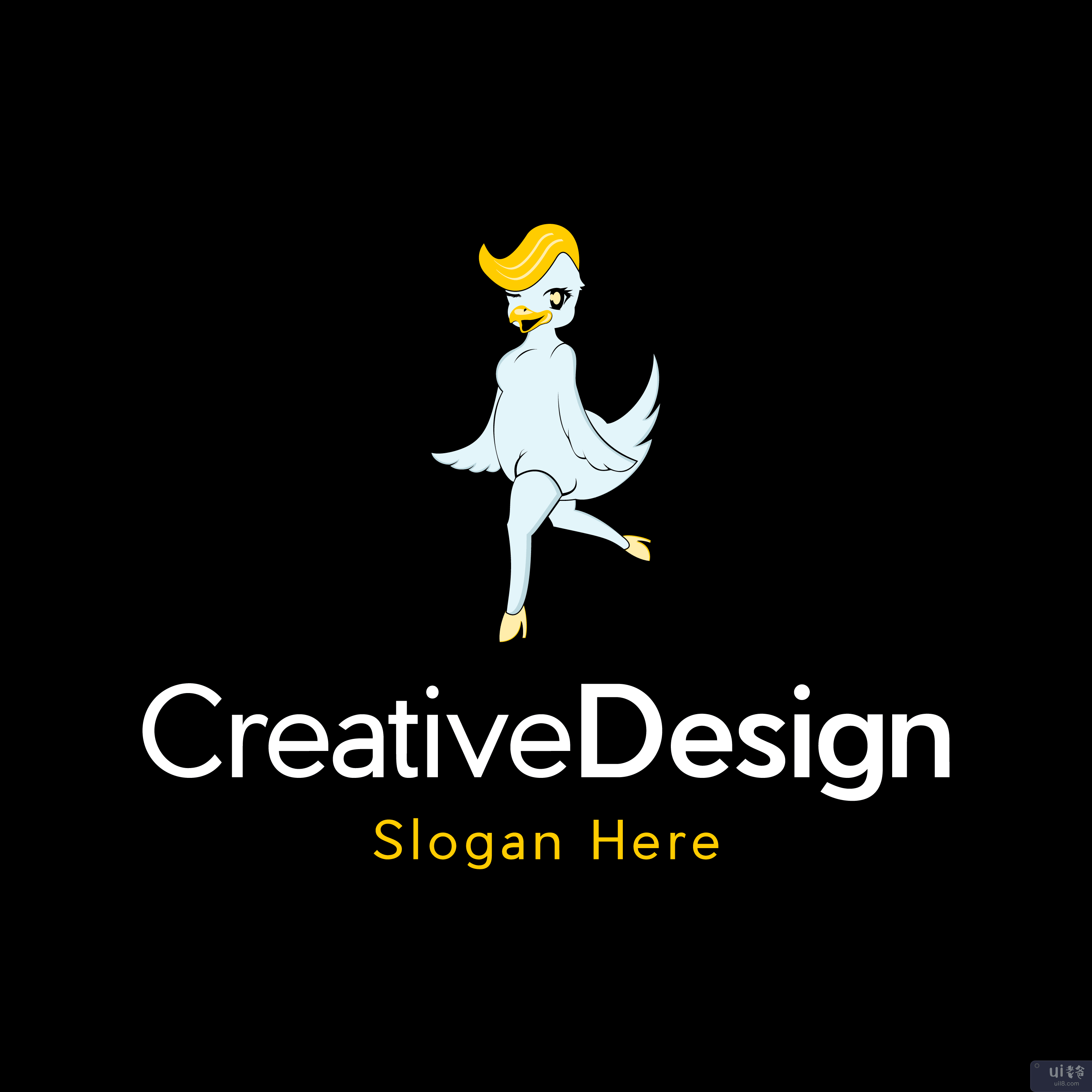 鸭美人卡通标志(Duck beauty cartoon logo)插图