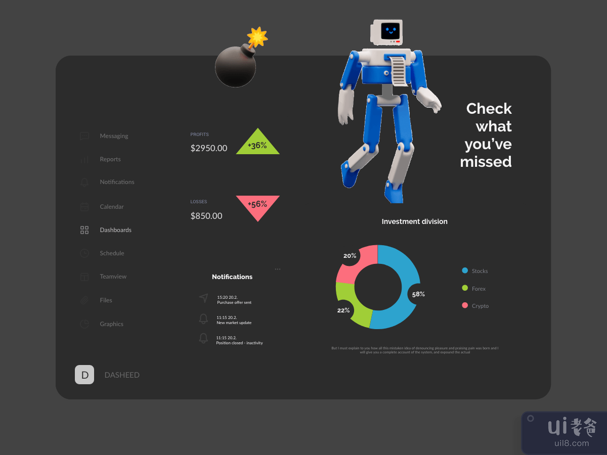 Stocks Dashboard Dark Theme