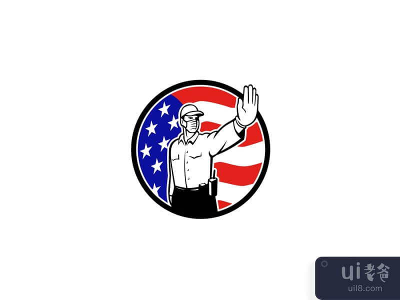 美国边境巡逻人员戴着面罩停止图标