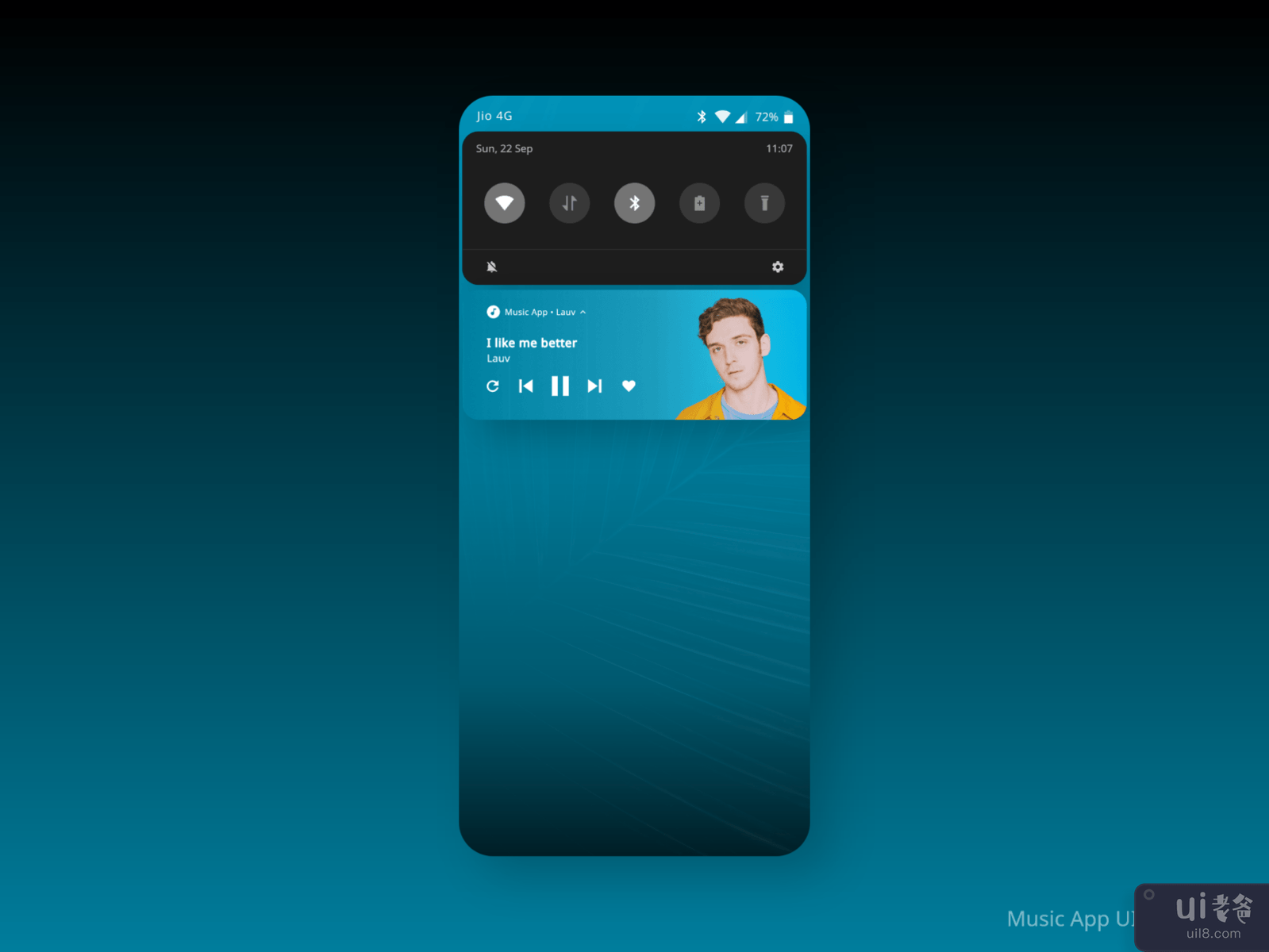 Music App UI - Notification Bar Page Design