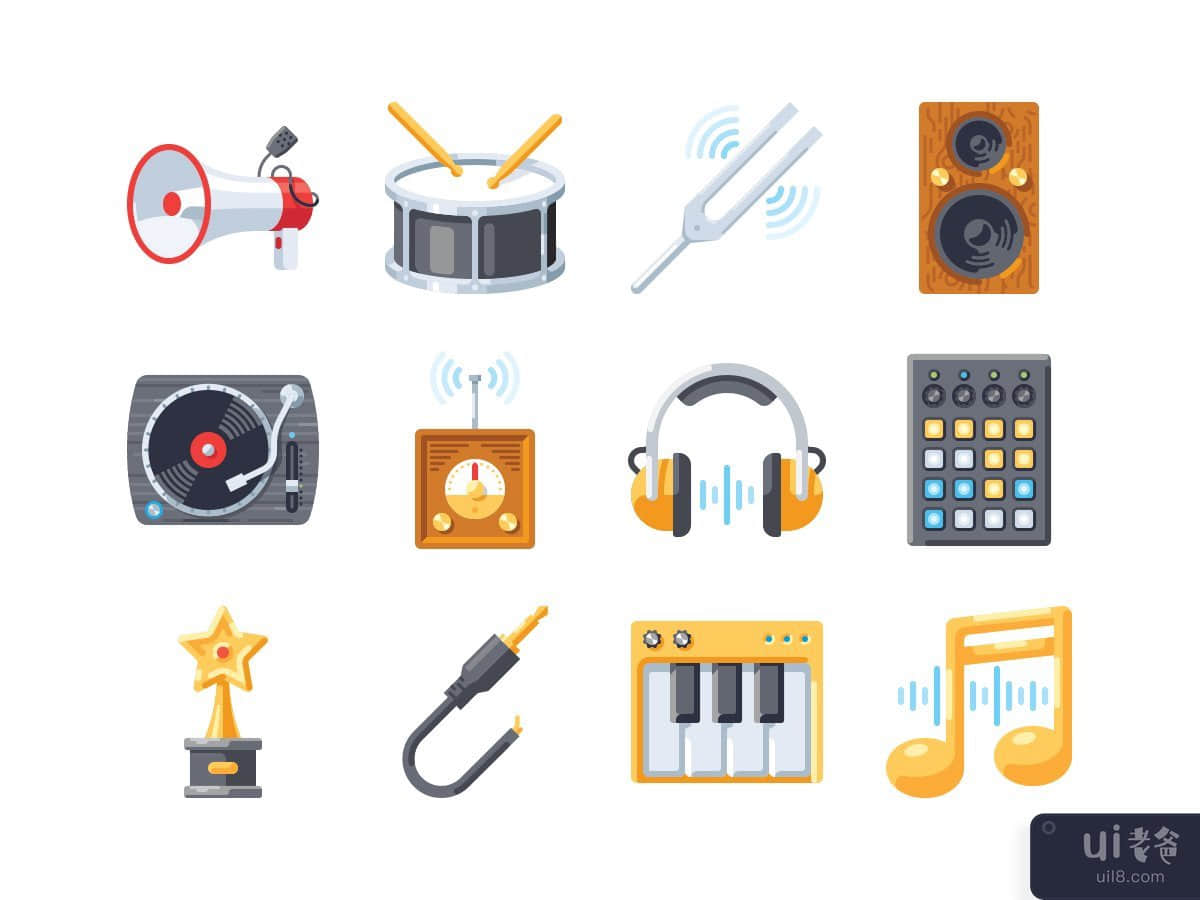 Music colourful icon set
