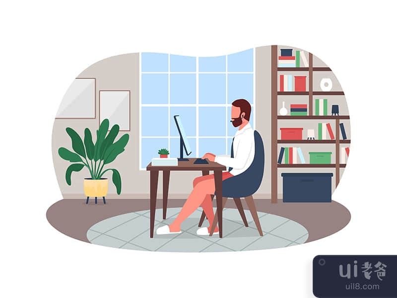 Online work meeting 2D vector web banner, poster