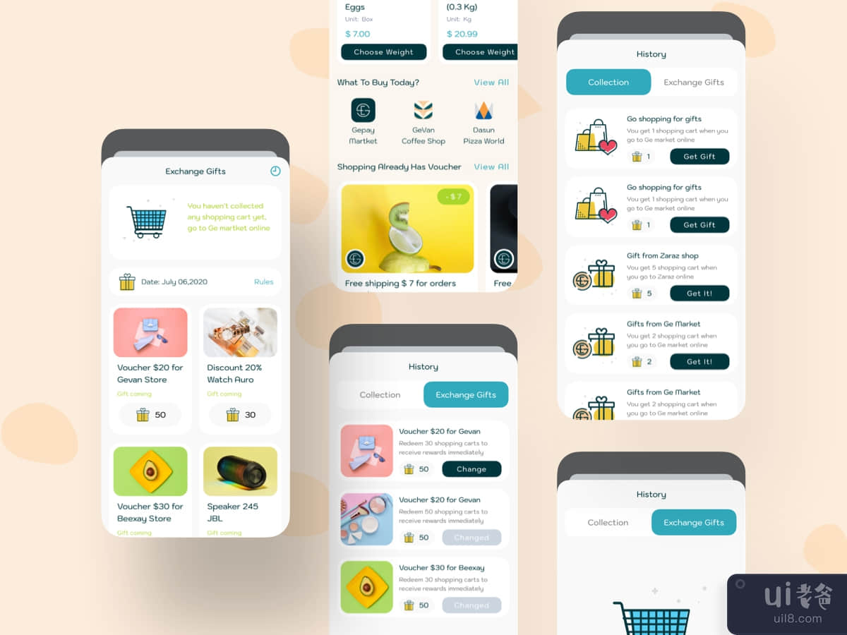Exchange Gift Digital Wallet Mobile UI Kit