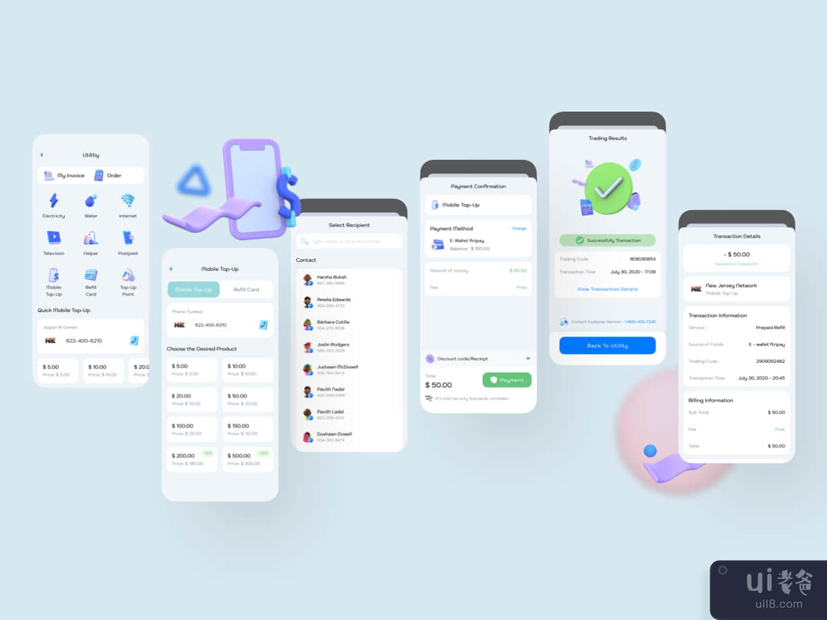 Mobile Top-Up - Digital Wallet Mobile Ui kits