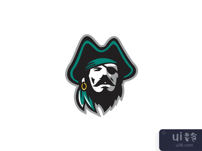 海盗戴眼罩三角帽正面