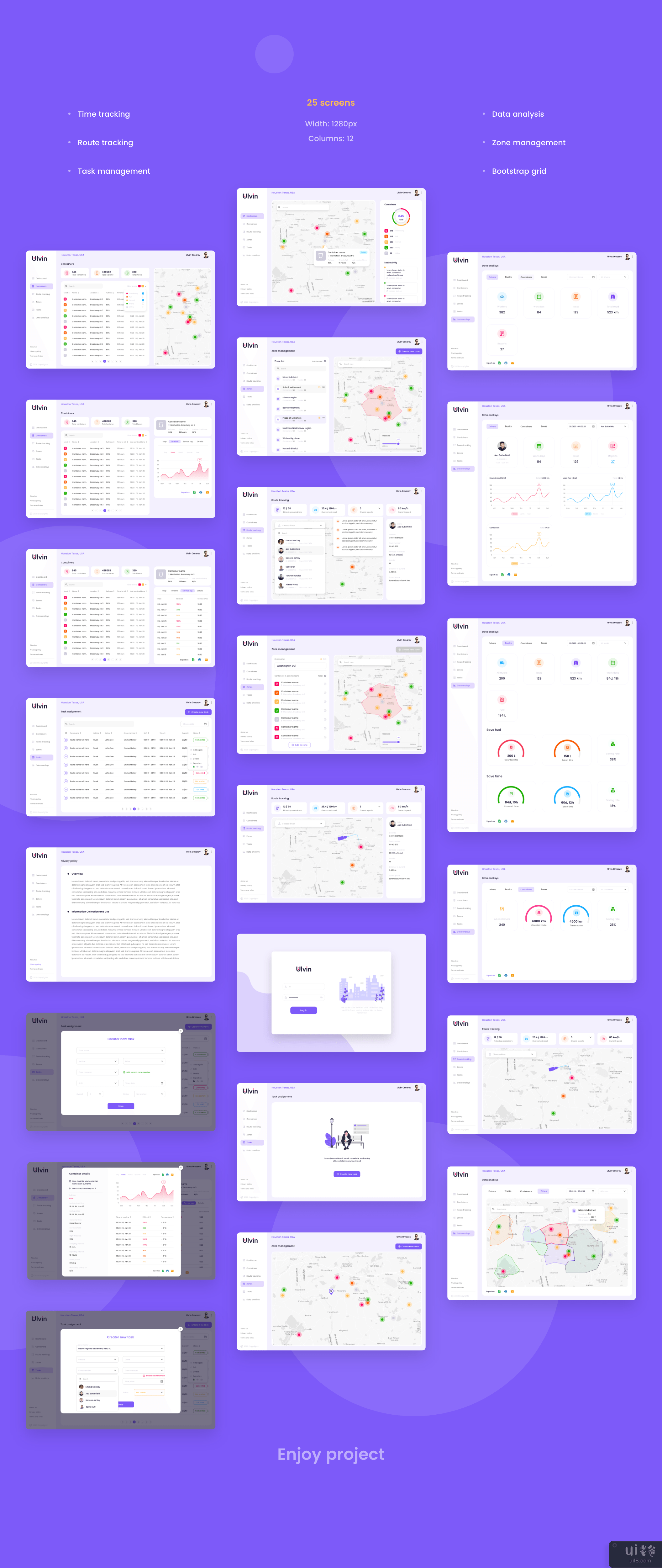 仪表板 UI 套件 - 废物管理(Dashboard UI kits -  Waste management)插图