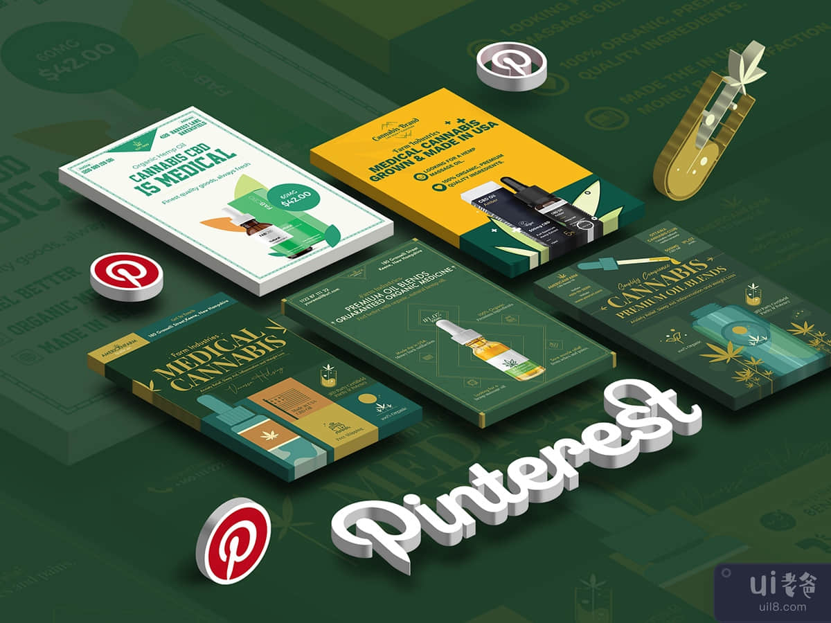 Cannabis Hemp Oil Products Square Pinterest PSD Template