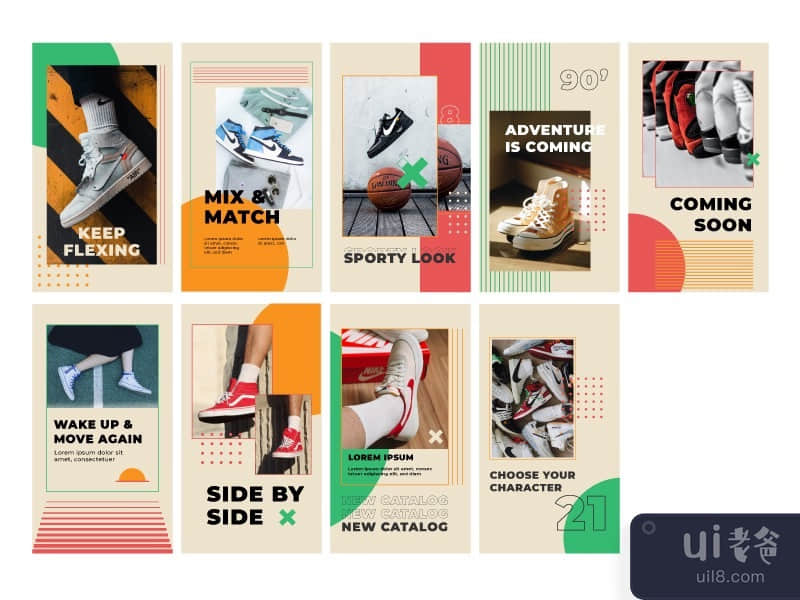 Vintage Sneaker pop social media portrait template