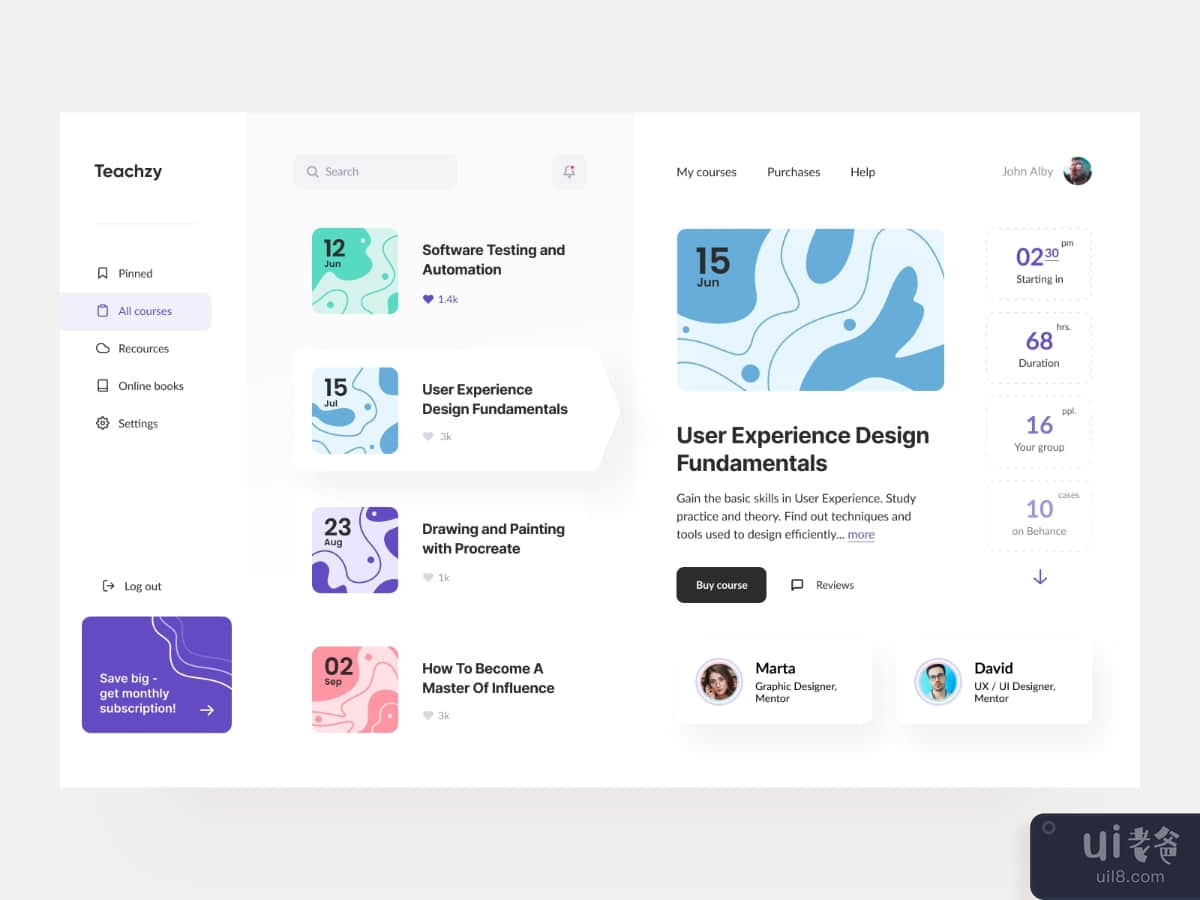 Online courses Dashboard Design