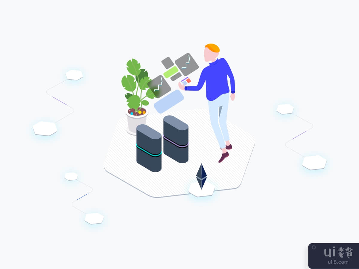 AR Blockchain Platform Isometric Graphic