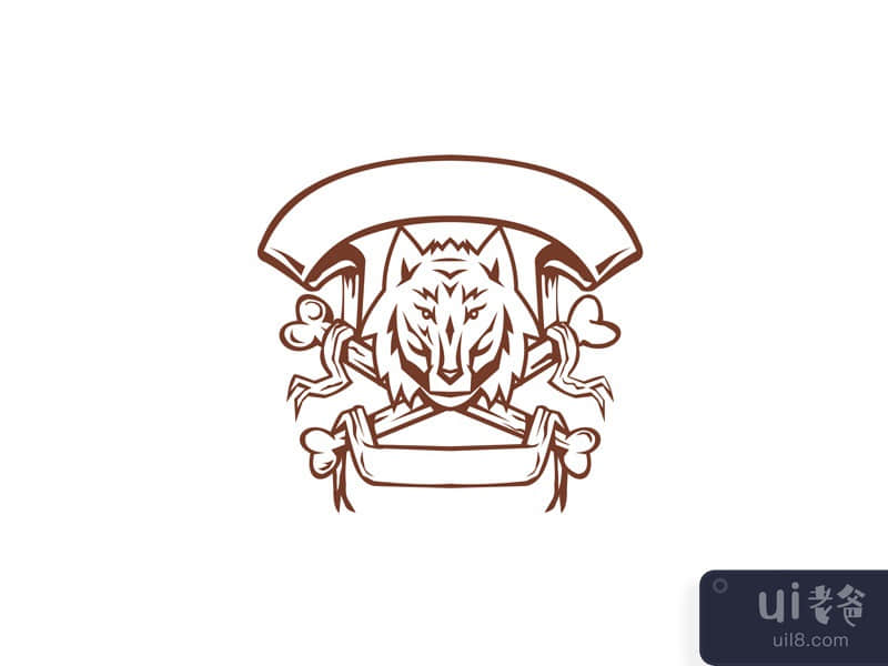 Wolf Cross Bones Banner Retro