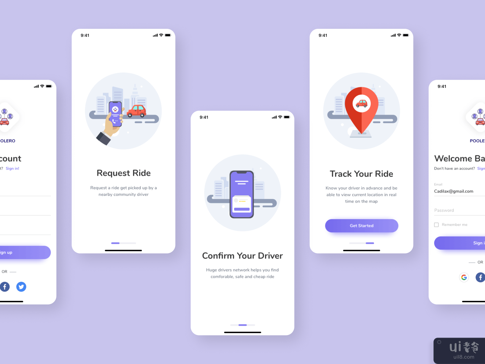 PoolRide - Car Pooling UI Kit #12
