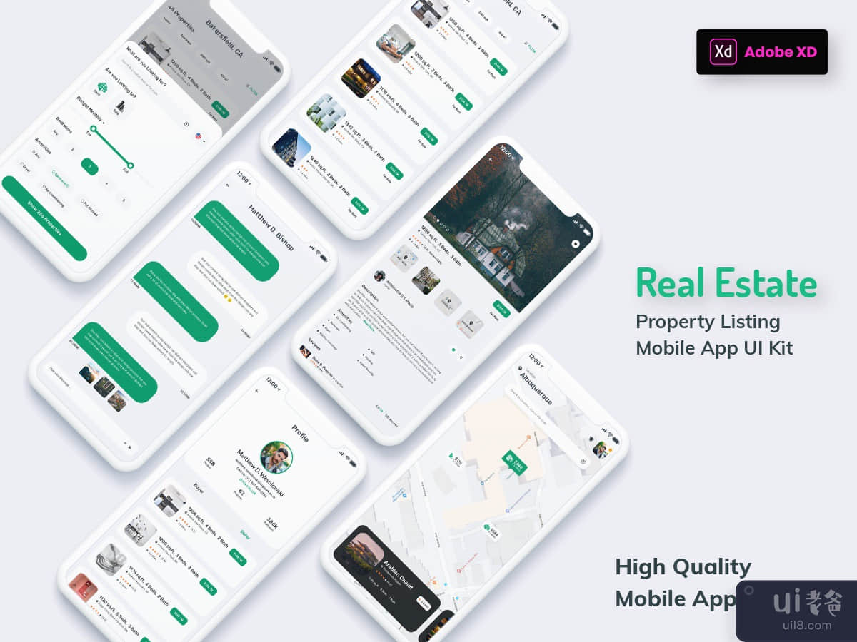 Real Estate & Property Mobile App Light Version (XD)