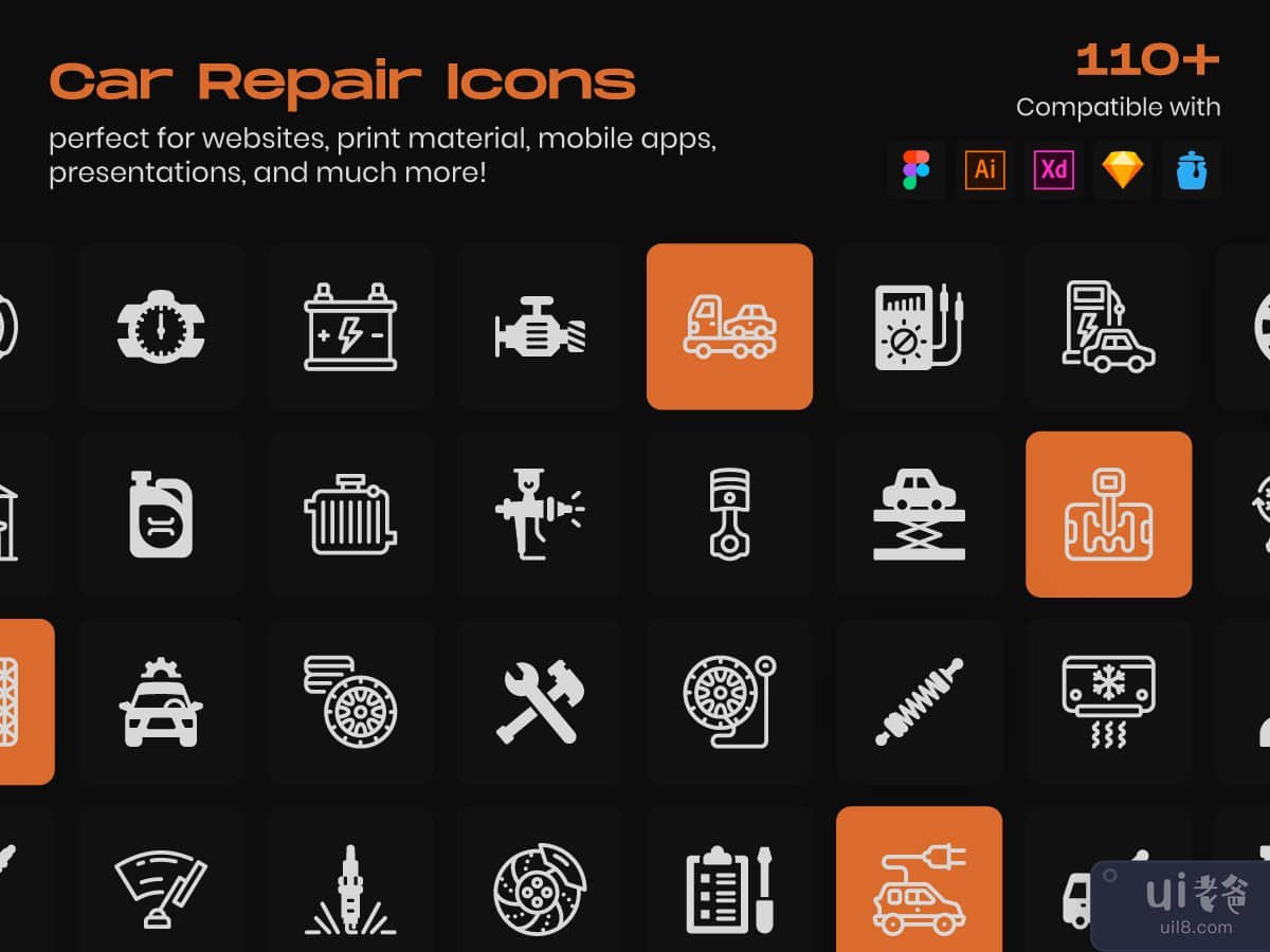 Car Repair Linear Icons Pack