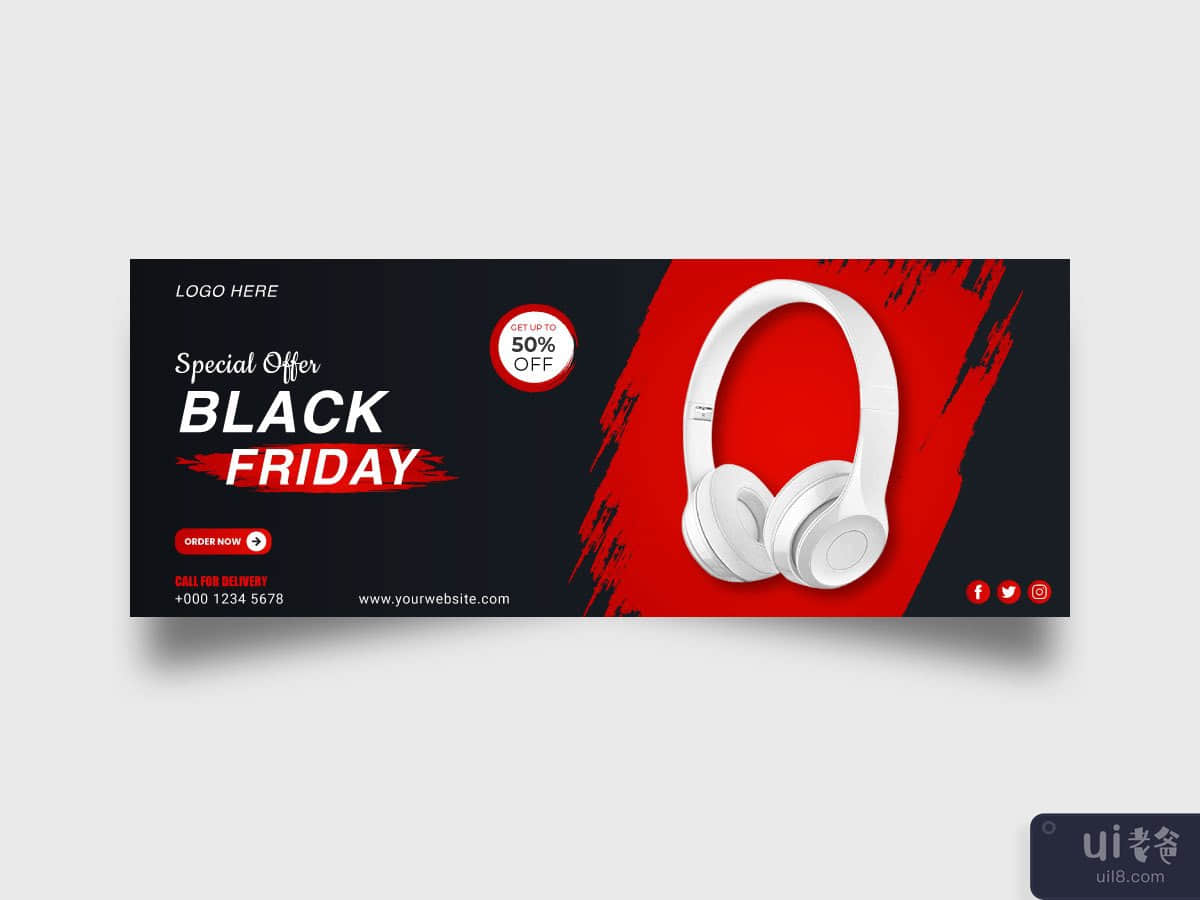 Black Friday Sale Social Media Banner & Facebook Cover Design Template