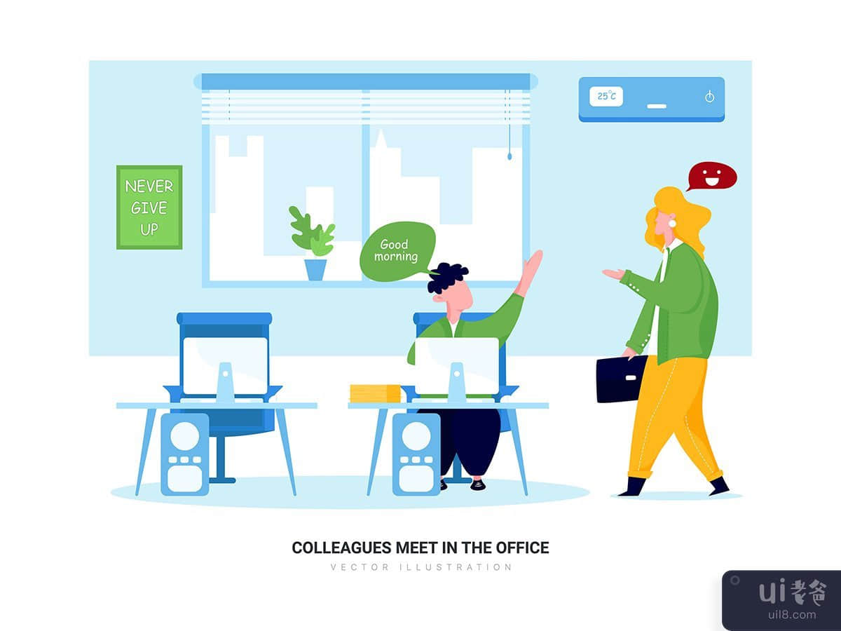 Colleagues Meet in the Office - Business Vector Scenes