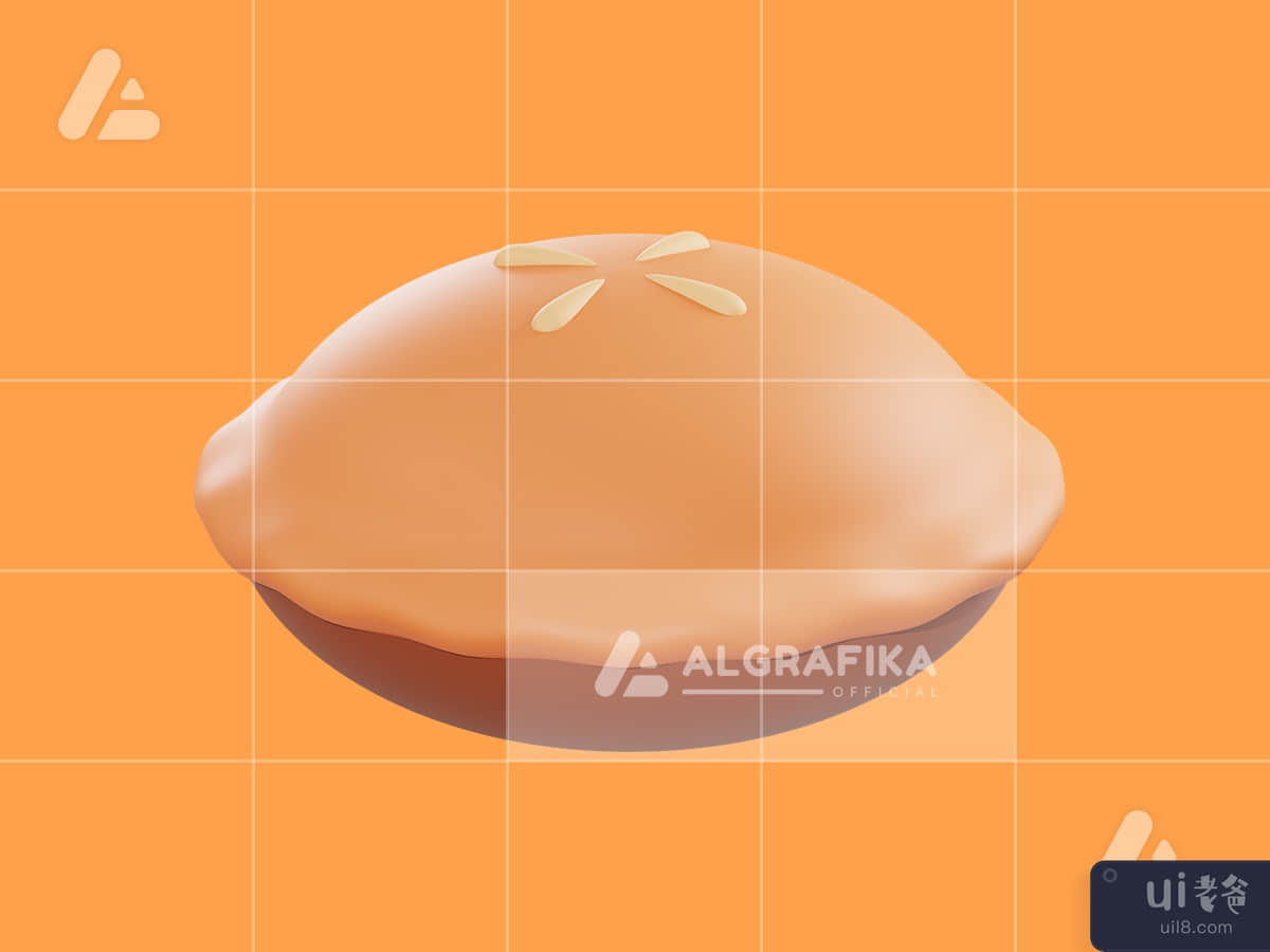 3d illustration pie bakery object