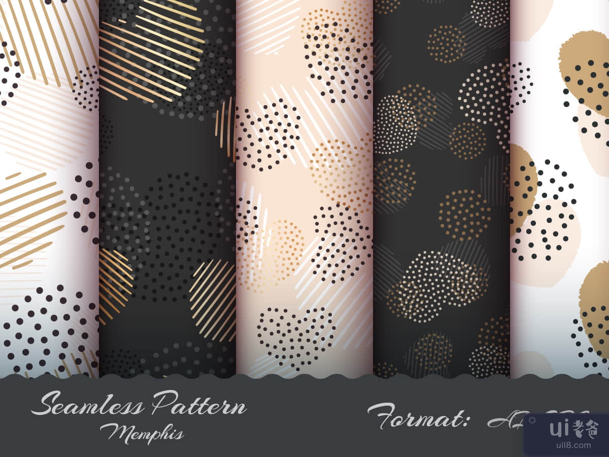 Abstract heart gold paint seamless pattern