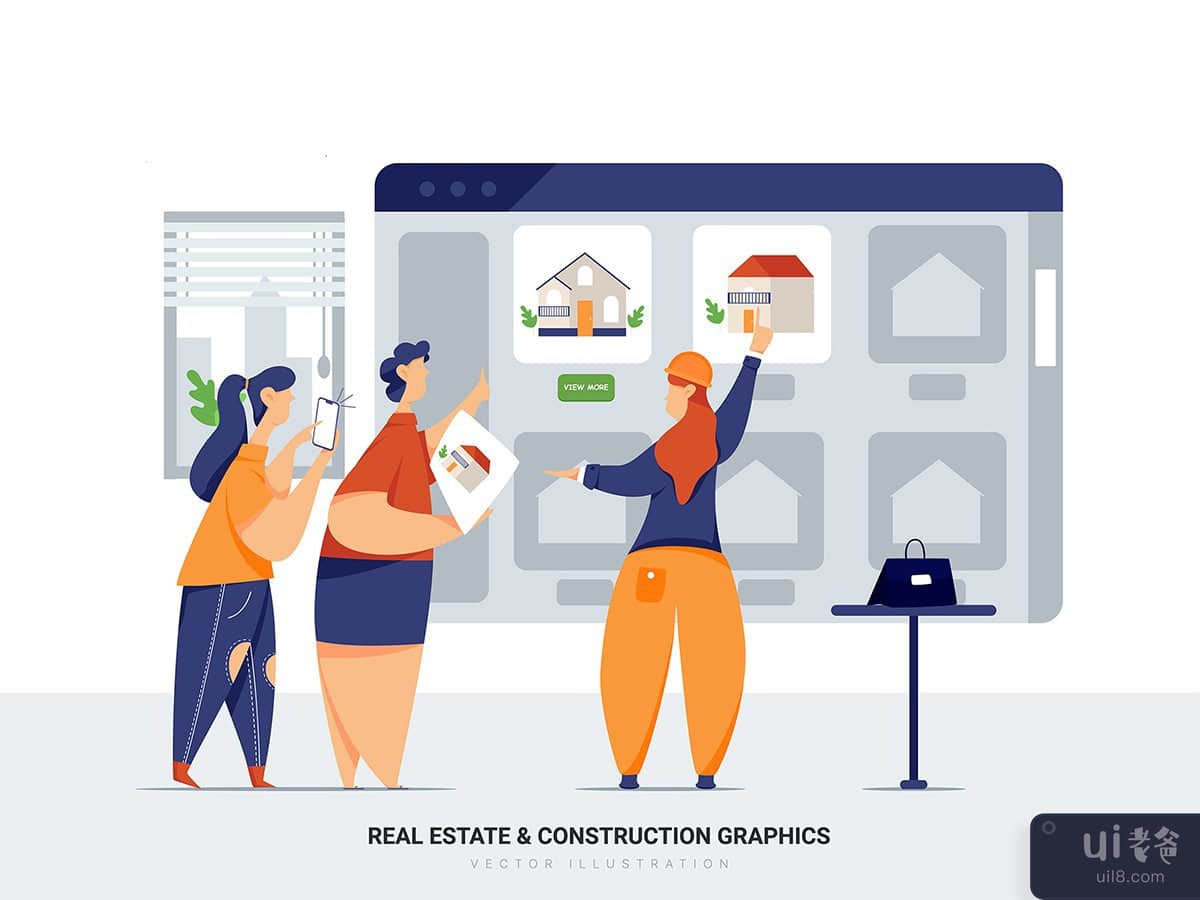 Buyers and agent looking at a job site