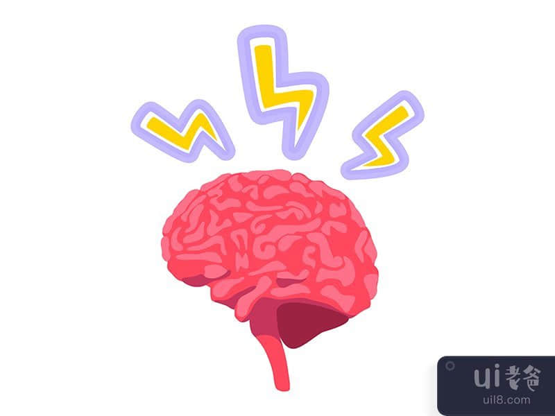 Brain in pain semi flat color vector object