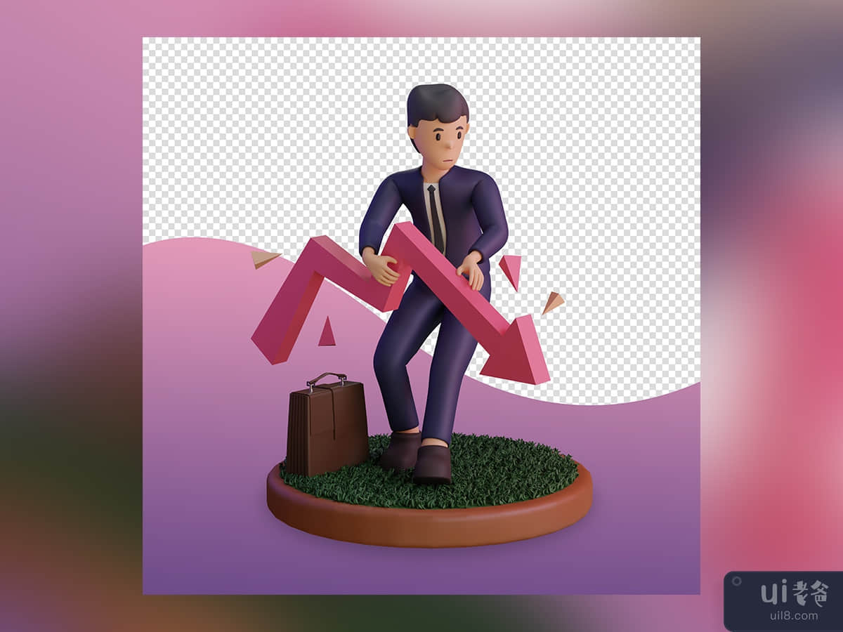 3d render financial crisis infographics illustration