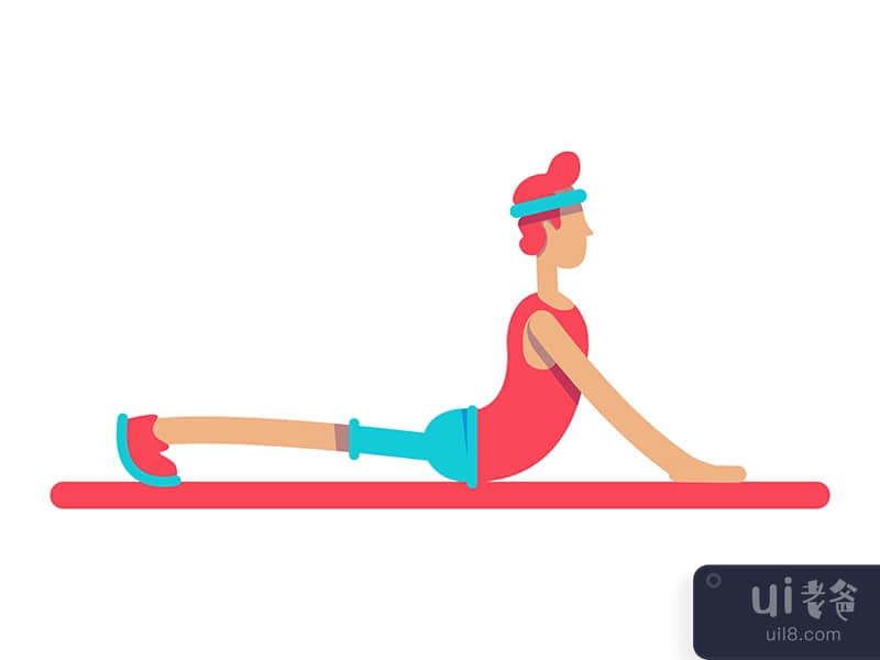 Athletic guy doing aerobic exercise semi flat color vector character