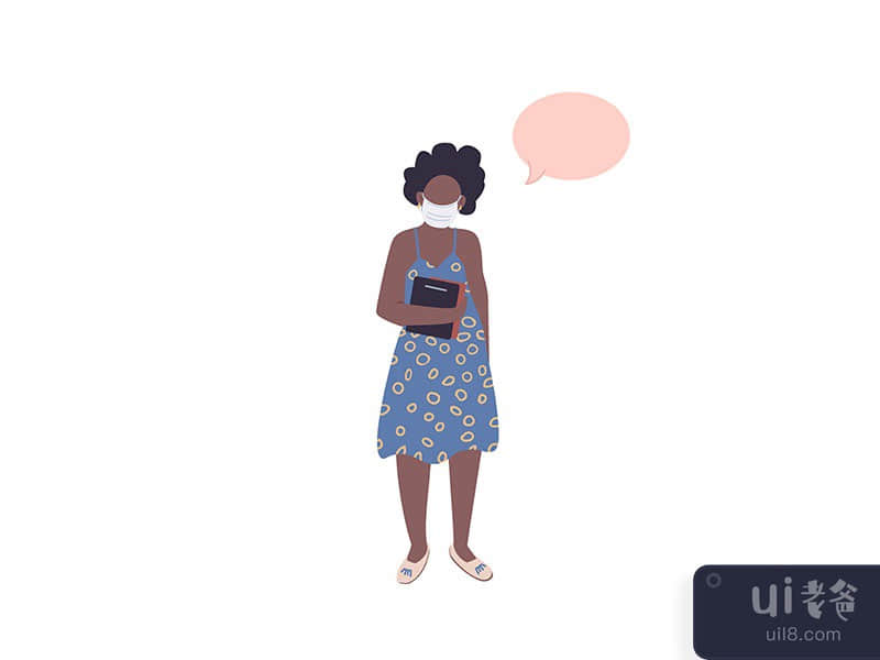 African american student in medical mask