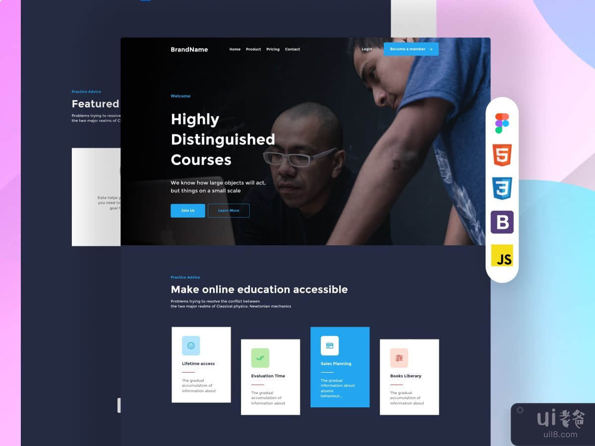 Course Arrive - figma and html course web-design