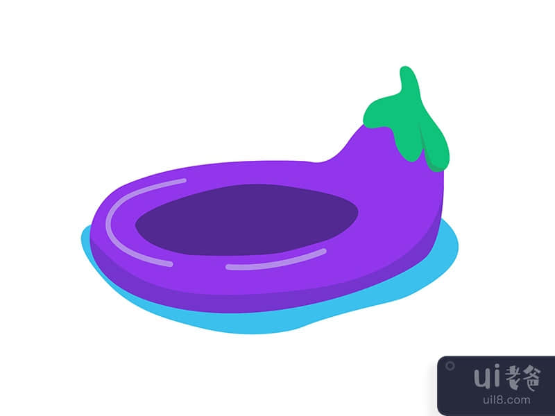 Aubergine shaped air mattress semi flat color vector object