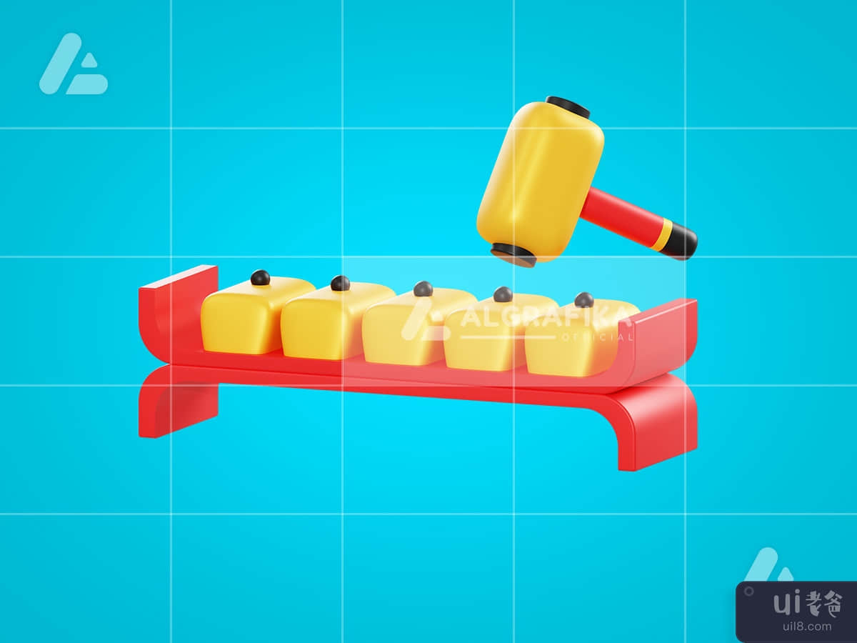 3d illustration gamelan traditional instrument object