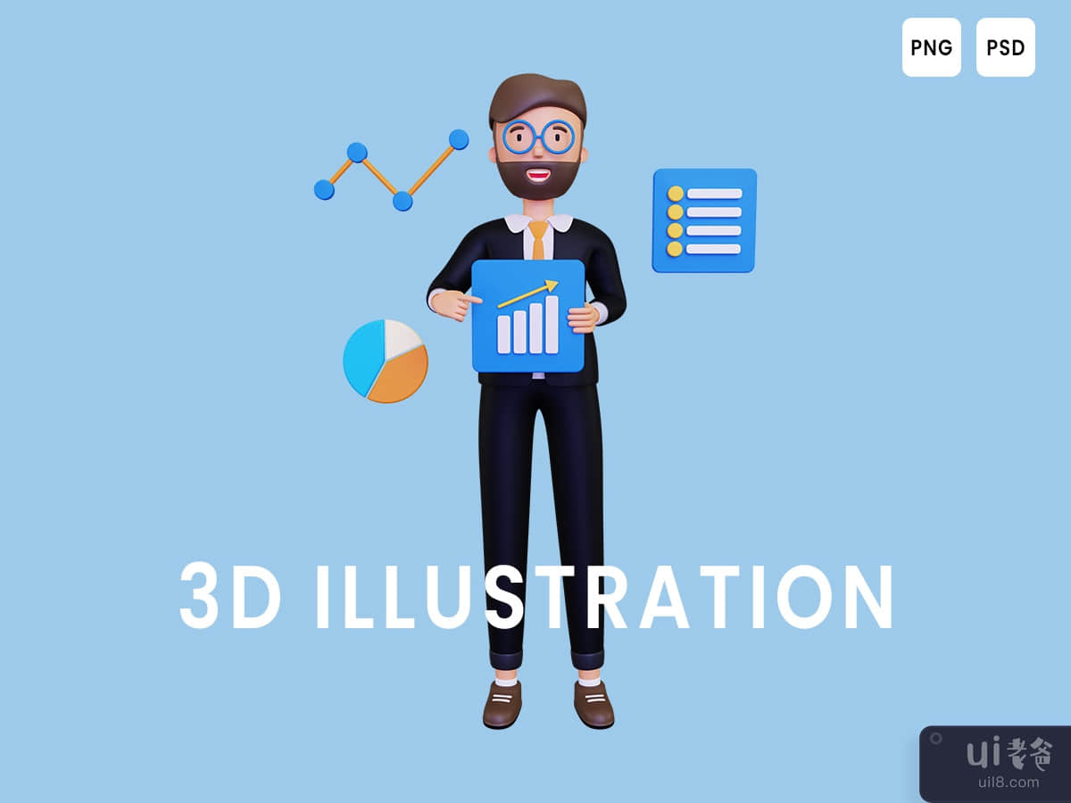 3d Market analyzer presenting analysis