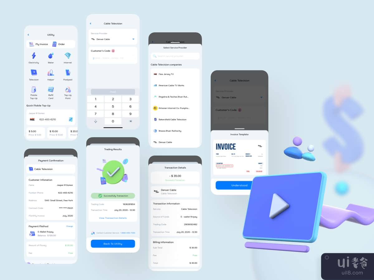 Cabe Television - Digital Wallet Mobile Ui kits