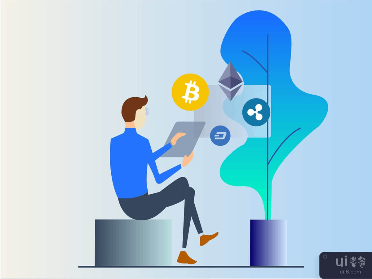 Cryptocurrency Business 2D Illustration