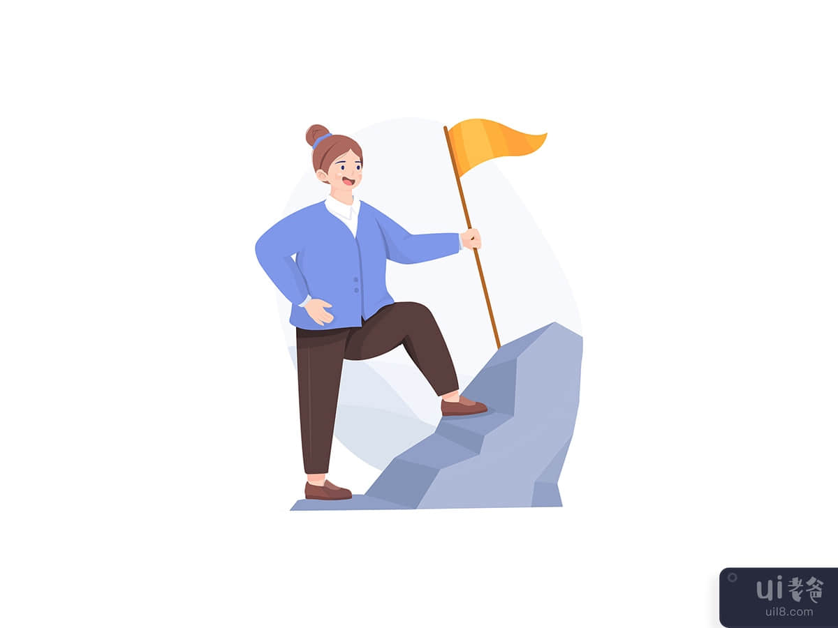 Business Woman on Peak of Success.