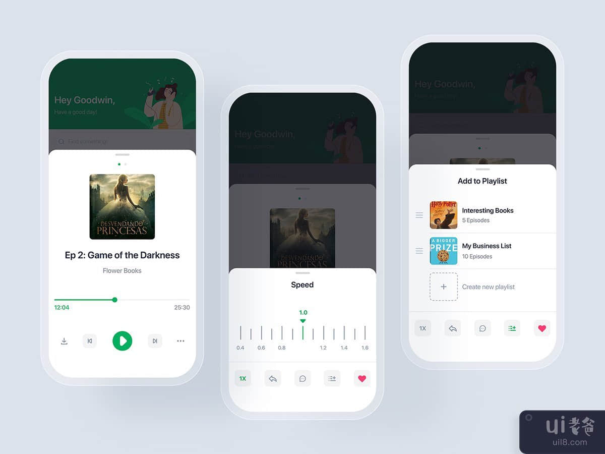 Audiobook mobile UI concept