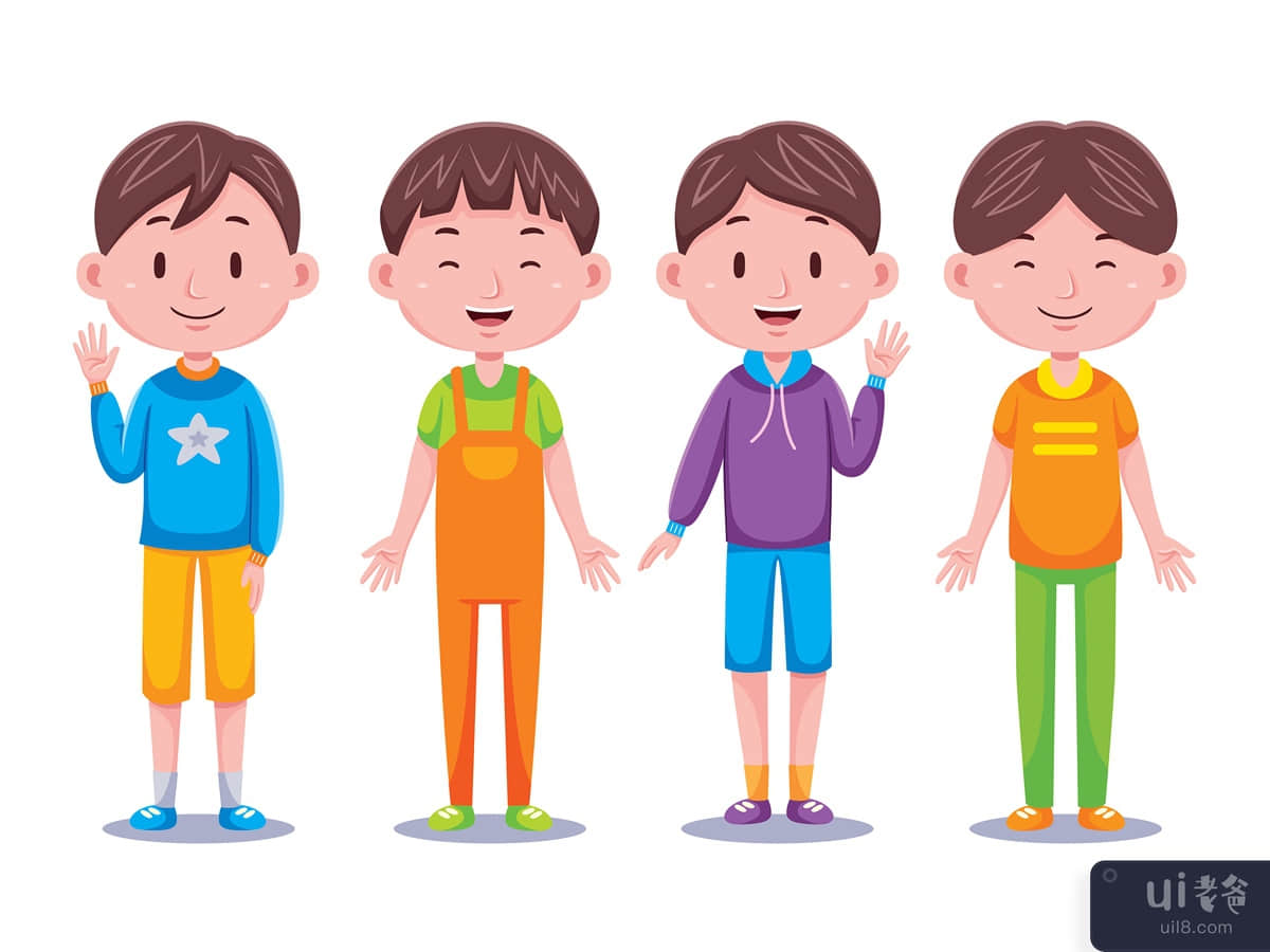 Cute Boy Kids Vector Illustration