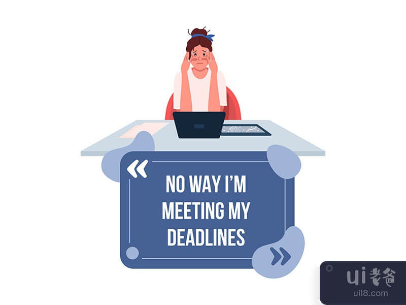 Anxiety from job vector quote box with flat character