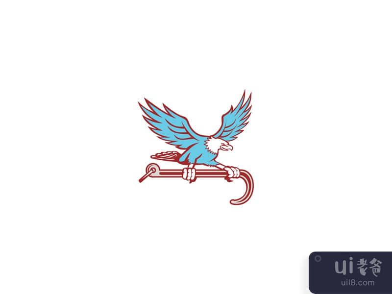 Bald Eagle Clutching Towing J Hook Retro