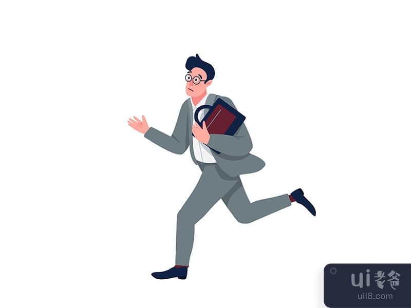 Businessman in panic flat color vector detailed character