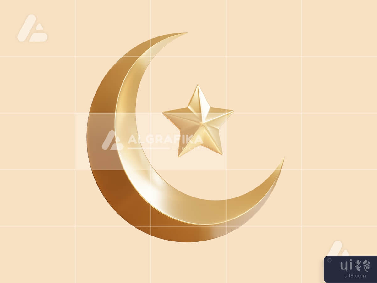 3d illustration ramadan moon star object