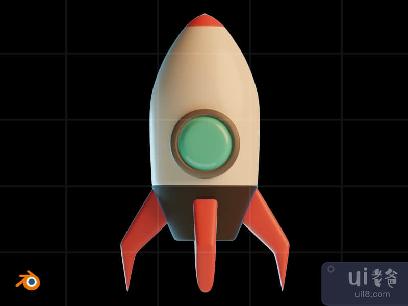 3D Game Item Glow In The Dark Illustration Pack - Rocket (Front)