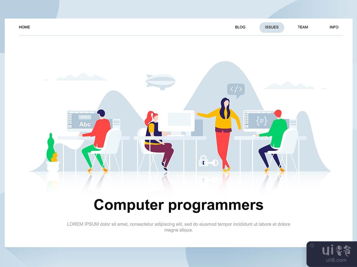 Computer Programmers Flat Concept