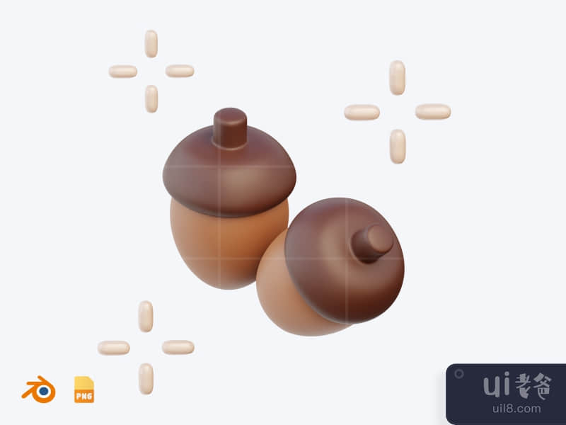 Acorn - 3D Autumn Illustration Pack