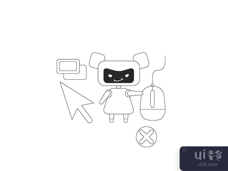 Click bot thin line concept vector illustration