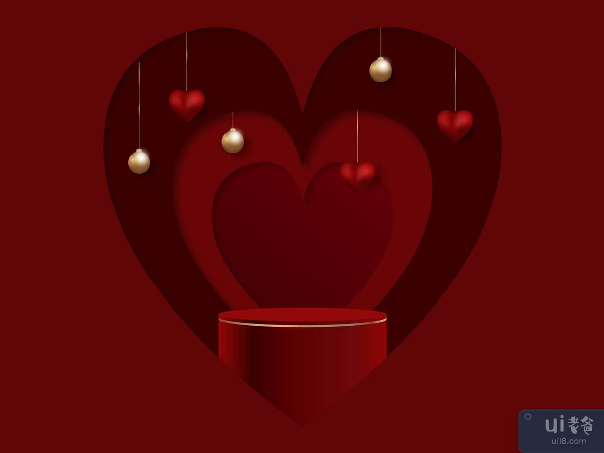 3d valentine podium scene for product display or placement