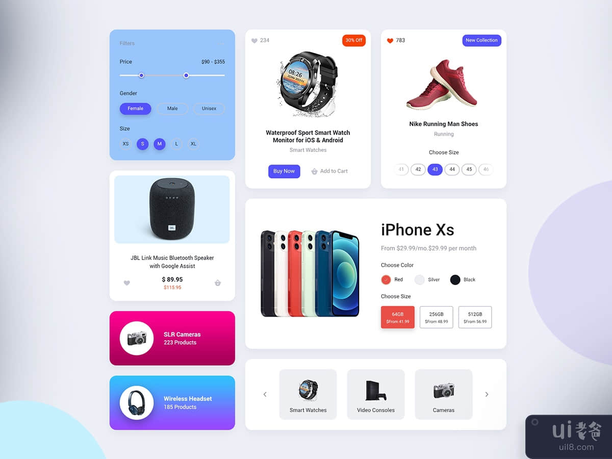 Cards UI Kit - e Commerce Shop