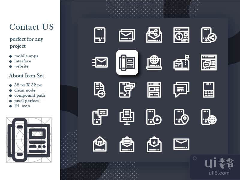 Contact US icon pack with style Outline