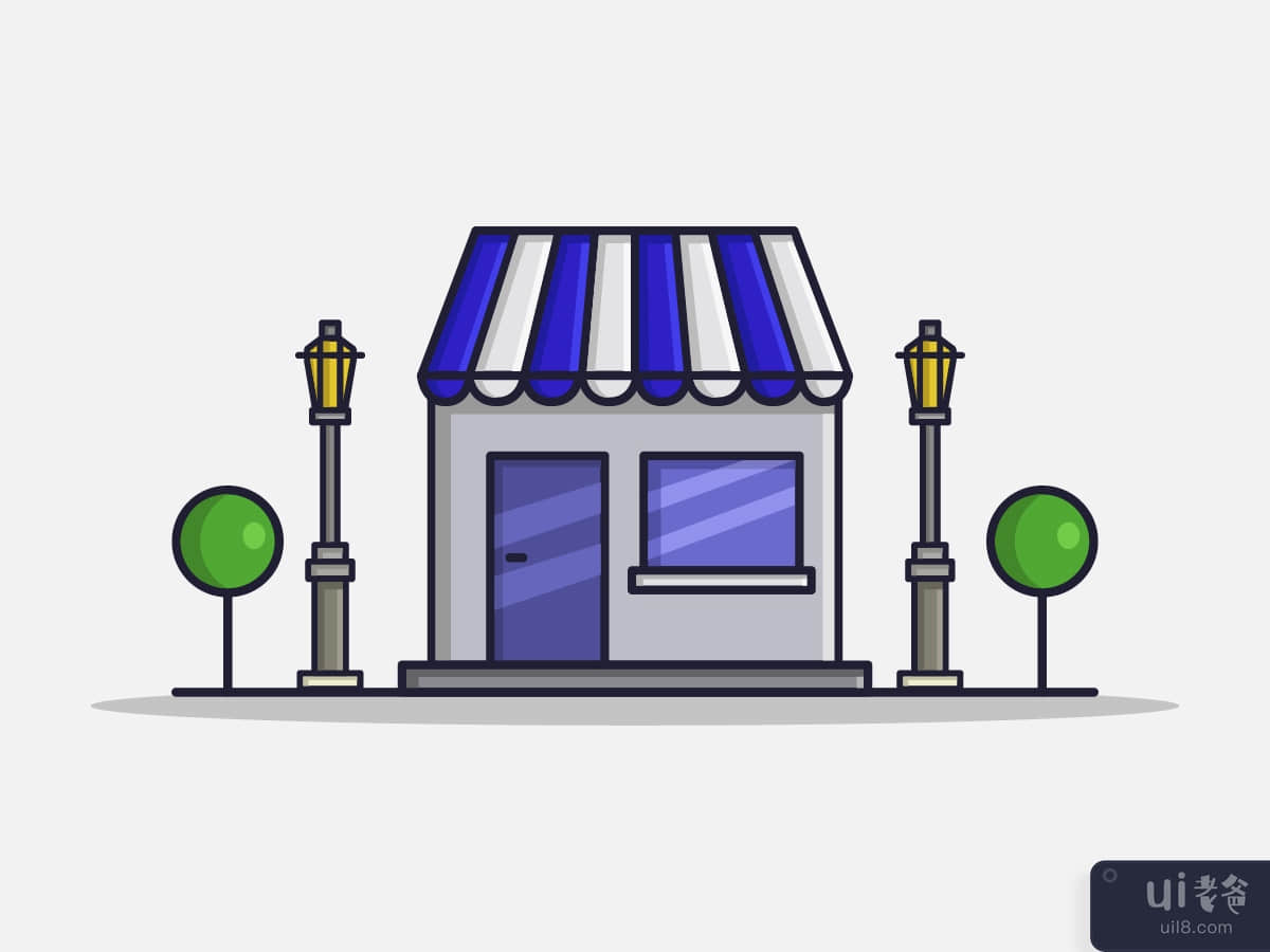 Cartoon illustrated shop