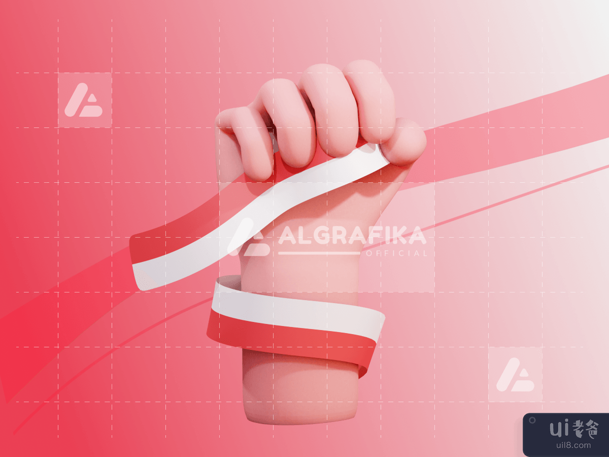 3D Hand Gesture Independence Day Of Indonesia